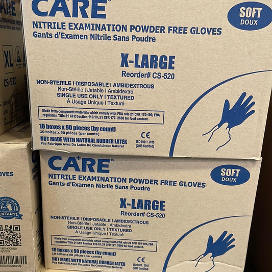 CARE SOFT NITRILE EXAM GLOVES POWDER FREE (CASE of 10 Boxes)